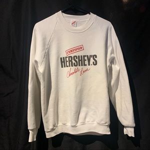 Hershey's Chocolate Jerzees Men's Sz XL  Sweatshirt VTG 80s Stained White